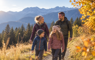 Familie genießt Alpenzeit